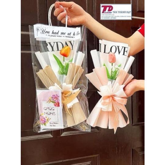 TÚI TRONG QUAI GIẤY ĐỰNG HOA TƯƠI, HOA SÁP NHIỀU SIZE QUÀ TẶNG XINH XẮN, túi đựng hoa 1 bông, 3 bông