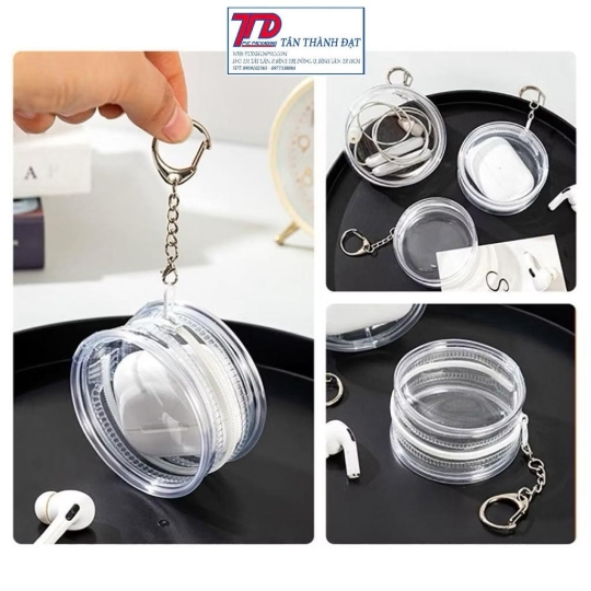 Túi Tròn PVC Trong Suốt Đựng Dây Cáp Sạc, Tai Nghe Mang Du Lịch Nhỏ Nhẹ, Tiện Lợi